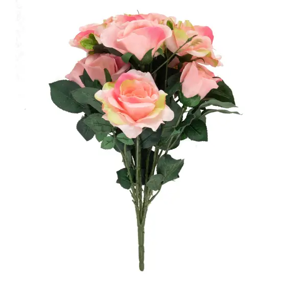 Allstate Rose Artificial Floral Bush Spray- 18" - Pink {4}