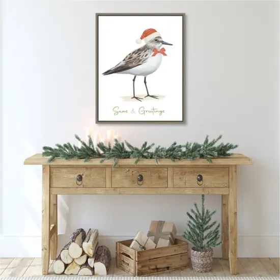 Christmas Sandpiper I by Lucca Sheppard Canvas Art Framed {5}
