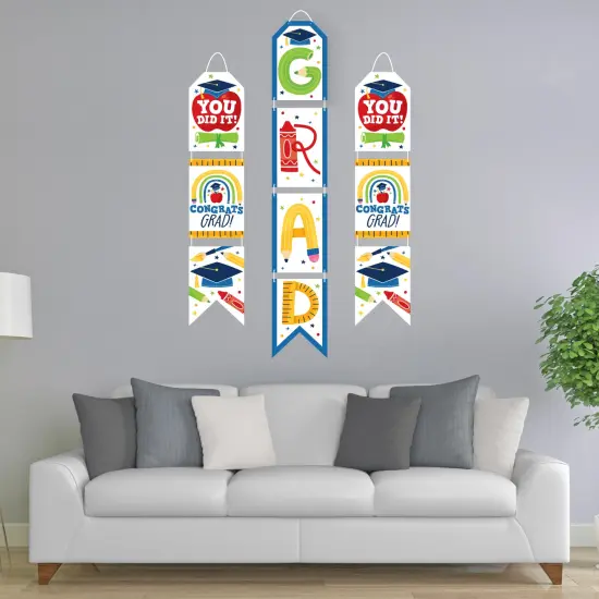Big Dot of Happiness Elementary Grad - Hanging Vertical Paper Door Banners - Kids Graduation Party Wall Decoration Kit - Indoor Door Decor {3}