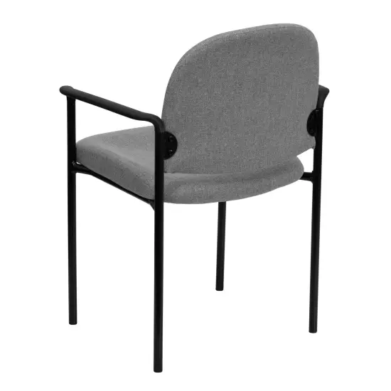 Emma and Oliver Comfort Stackable Steel Side Reception Chair with Arms Gray Fabric {4}