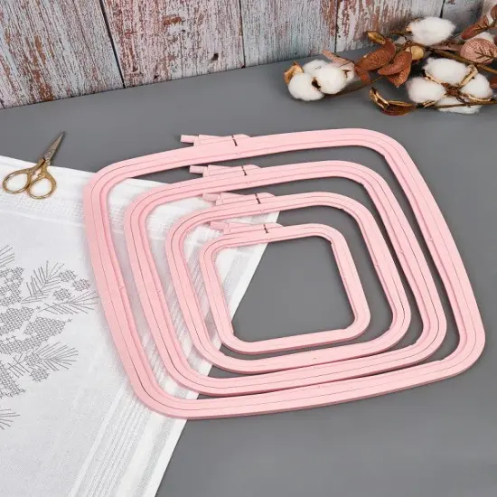 Plastic Square Hoop Nurge 170-13 Pastel Pink {4}