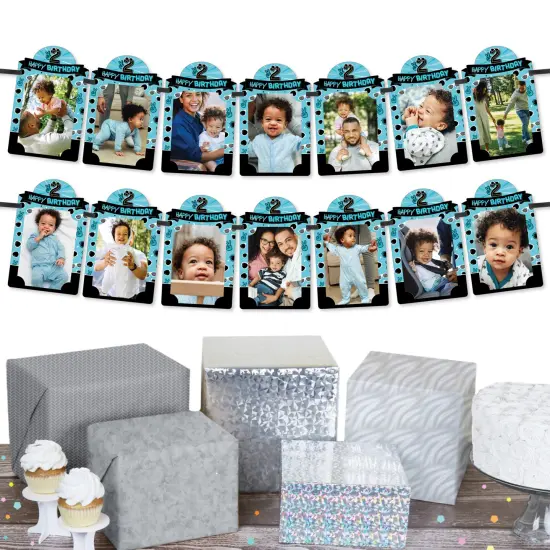 Big Dot of Happiness Two Cool - Boy - DIY Blue 2nd Birthday Party Decor - Picture Display - Photo Banner {3}