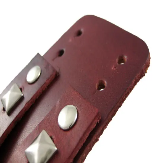 Brown Leather Double Chrome O Ring Wristband Bracelet {6}