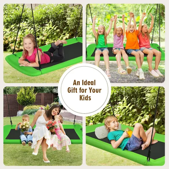 60 Inch Tree Swing with Strong Steel Frame and Oxford Cloth Seat for Garden Yard and Family Fun Green {5}