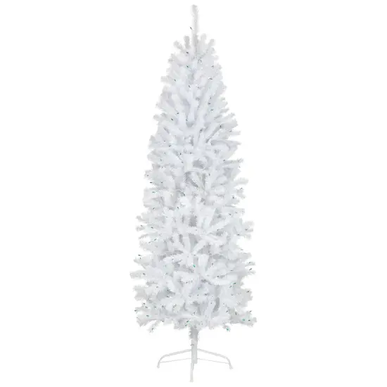 Northlight 6.5&rsquo; Pre-Lit Slim Geneva White Spruce Artificial Christmas Tree, Green Lights {1}
