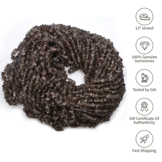 Smokey Topaz Chip Beads, 34 Inch, Natural Chip Strands, Drilled Strung Nugget Beads, 3-7mm, Polished, GemMartUSA (CHST-70001) {1}