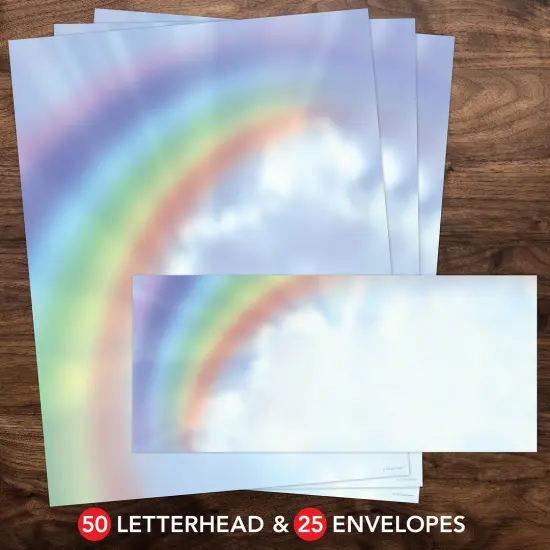 Great Papers! Rainbow Bright 2-Sided 8.5" x 11" Letterhead and #10 Envelope Scenic Stationery Set, 50 Stationery Sheets with 2-sided printing, and 25 Matching #10 Envelopes, Printer compatible {4}