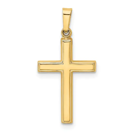 14K Yellow Gold Hollow Cross Pendant FindingKing {3}