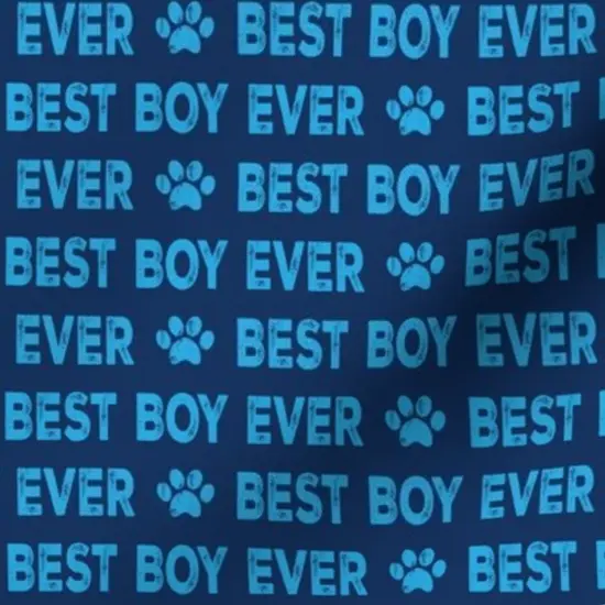 Various Fabrics by the Yard or Fat Quarter Best Boy Ever Paw Print Dog Blue Pet Animal Custom Printed Fabric by Spoonflower {7}