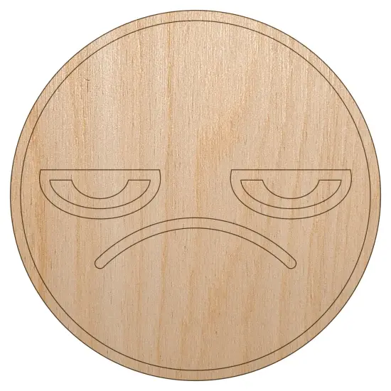 Kawaii Cute Grumpy Meh Face Unfinished Wood Shape Piece Cutout for DIY Craft Projects {2}