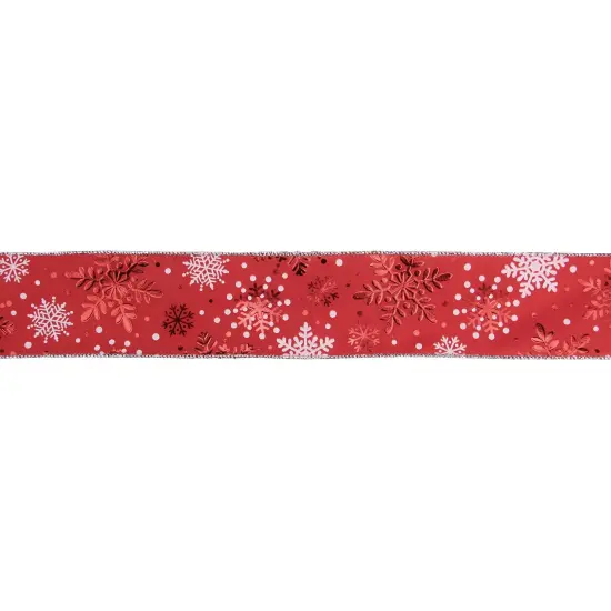 Northlight Metallic Red and White Snowflakes Wired Christmas Craft Ribbon 2.5" x 16 Yards {1}