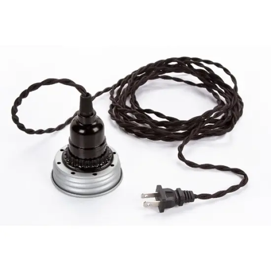 Darice 15.5' Cleveland Vintage Lighting Inside Canning Jar Light Bulb Lamp Adapter Socket Cord Black {1}