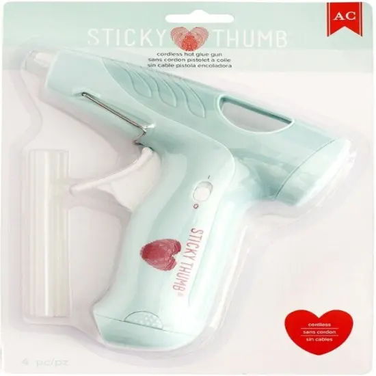 American Crafts 340278 Sticky Thumb Cordless Mini Hot Glue Gun-Blue and Sticks (4 pieces pack (gun and 3 sticks) ) {5}