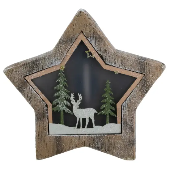 Northlight LED Lighted Star with Reindeer in the Woods Scene Christmas Decoration - 13.25" Brown {1}