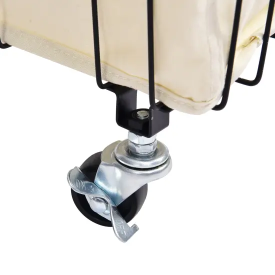 Oceanstar Mobile Rolling Storage Laundry Basket Cart with Handle White {7}
