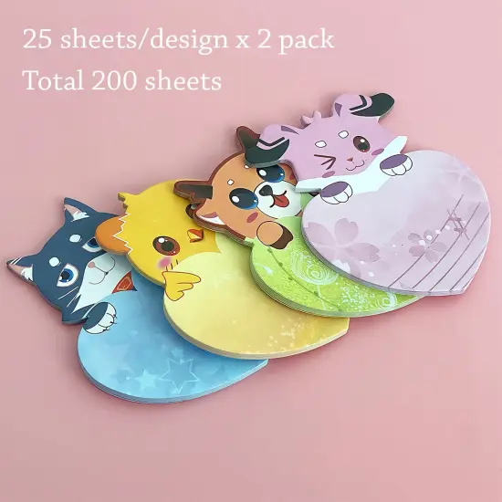 Wrapables Animal Hearts Sticky Notes (Set of 2) Pig, Fox, Owl {10}
