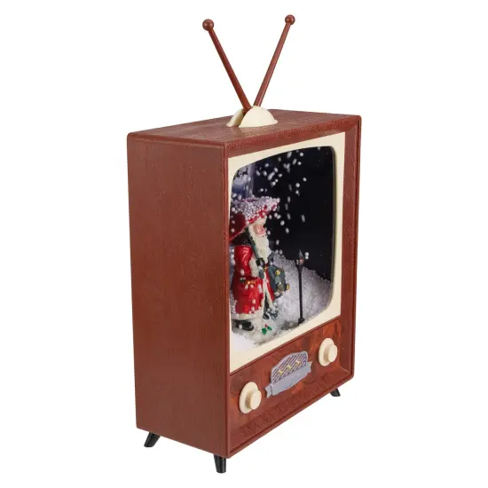 Northlight LED Lighted Musical Snowing Santa TV Set Christmas Decoration - 12" Brown {3}