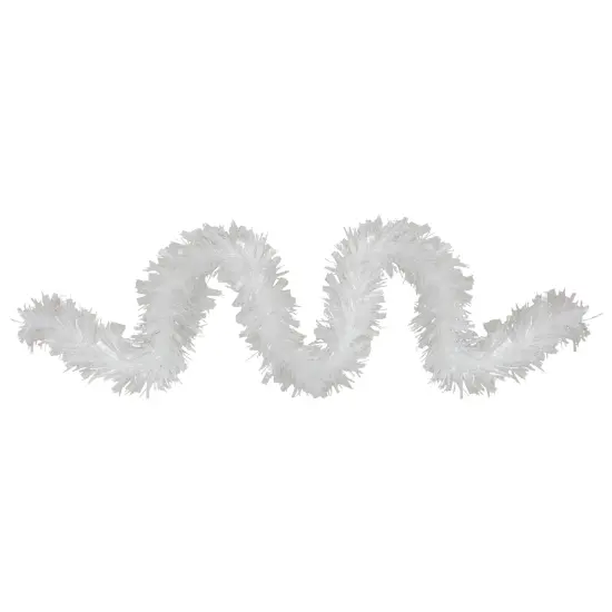 Northlight White Snowblush Wide Cut Tinsel Christmas Garland - 12' x 3" - Unlit {1}