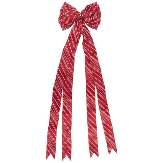 Northlight 48" x 10" Red and White Striped 16 Loop Christmas Bow Decoration {1}