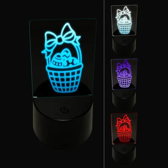 Easter Basket with Eggs 3D Illusion LED Night Light Sign Nightstand Desk Lamp {1}