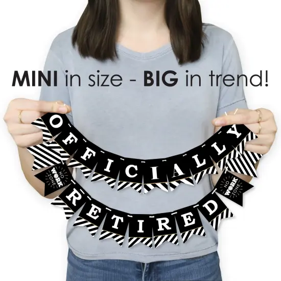 Big Dot of Happiness Happy Retirement - Retirement Party Mini Pennant Banner - Officially Retired {4}