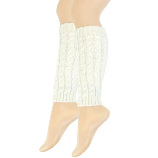 Wrapables Women's Cable Knit Leg Warmers Cream {2}