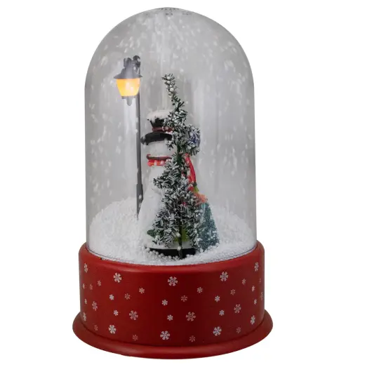 Northlight Lighted Snowman with Street Light Snowing Christmas Globe - 11.75" Red {5}