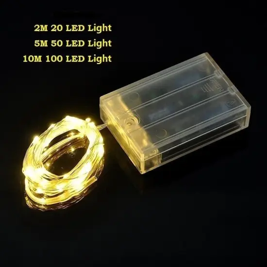 LED String Fairy Lights Copper Wire Battery Powered Waterproof Warm white {4}