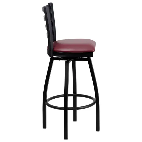 Emma and Oliver Ladder Back Swivel Metal Restaurant Dining Barstool BurgVYL/BlackMetal {5}