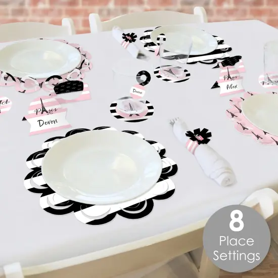 Big Dot of Happiness Paris, Ooh La La - Paris Themed Baby Shower or Birthday Party Paper Charger & Table Decorations Chargerific Kit for 8 {3}