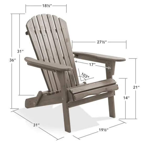 Casafield Folding Adirondack Chair, Cedar Wood Outdoor Fire Pit Lounge Chairs for Patio, Deck, Yard, Lawn and Garden Seating, Partially Pre-Assembled {4}