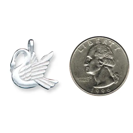 Sterling Silver Swan Charm Jewelry FindingKing 24mm x 24mm {2}