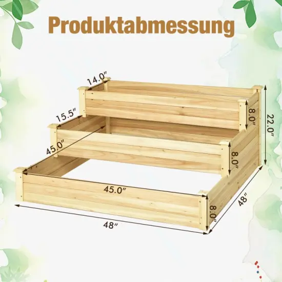 3-Tier Raised Garden Bed Wood Planter Kit for Flower Vegetable Herb {4}