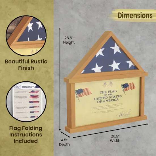 HBCY Creations Memorial Flag, Certificate And Shadow Box Display Case Small -Solid Wood {5}