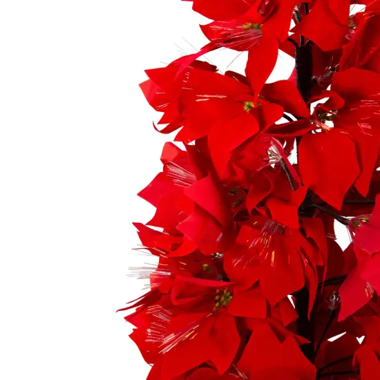 Northlight Pre-Lit Fiber Optic Color Changing Red Poinsettia Christmas Tree - 4' - Multi {4}
