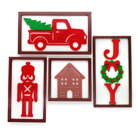 Miniature Christmas Decor for 1:12 Dollhouse, 4 pcs Wall Art, Adorabilities {4}