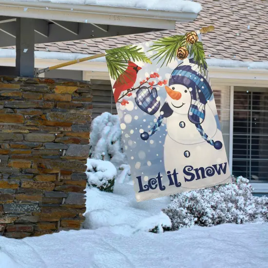 Northlight Snowman and Cardinal "Let it Snow" Christmas Outdoor Flag - 40" x 28" Blue {4}