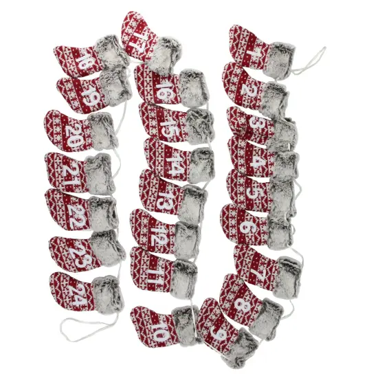 Northlight Countdown to Christmas Stocking Garland - 7.75' x 5" - Red and Gray - Unlit {4}
