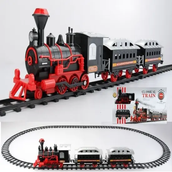 Northlight 13-Piece Red and Black Battery Operated Lighted and Animated Train Set with Sound {5}