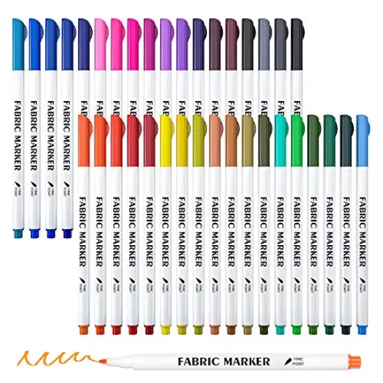 36 Colors Fabric Markers, Permanent Fabric Pens for Writing Painting on T-Shirts Clothes Sneakers Canvas, Child Safe & Non-Toxic for Kids Adults {2}