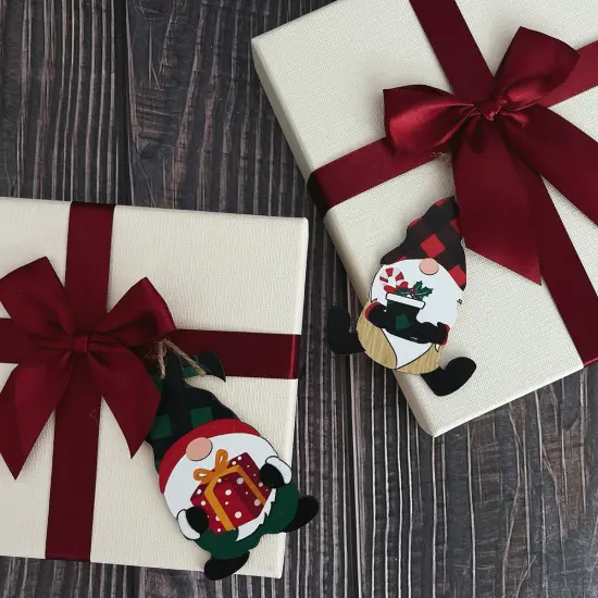 Wrapables Wooden Gnomes Hanging Christmas Tree Ornaments 8pcs Red Green {6}