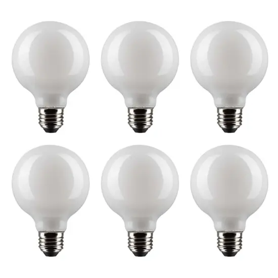 6Pk - Satco 6w G25 Globe Filament LED 2700K Medium Base Dimmable - 60w equiv Warm White {1}