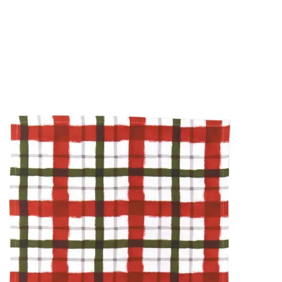 Cardinal Greenery & Plaid Printed Kitchen Towel Set of 2 {4}