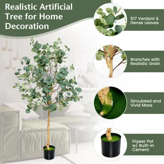 5.5 Feet Artificial Eucalyptus Tree with 517 Silver Dollar Leaves {6}