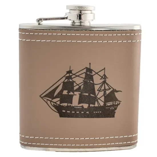 6oz Ship Leather Flask {1}