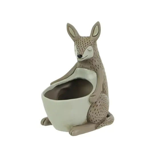 Brown Resin Kangaroo Succulent Planter Decorative Flower Pot With Drainage Plug {1}