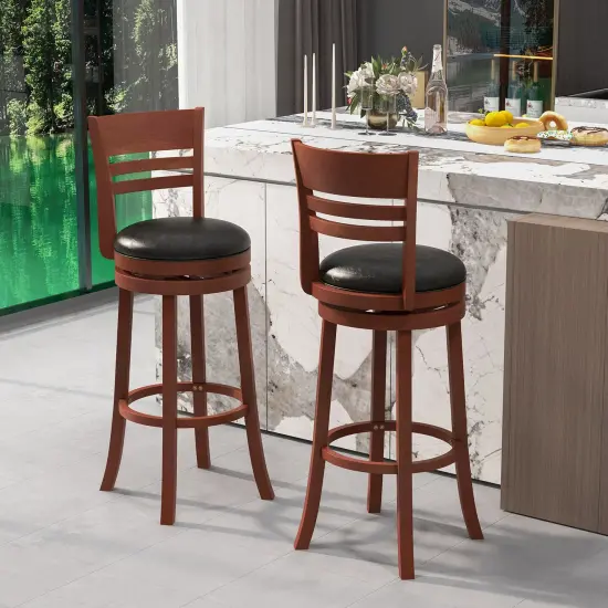 Set of 2 360&Acirc;&deg; Bar Stools with PU Upholstered Seats-Brown {2}