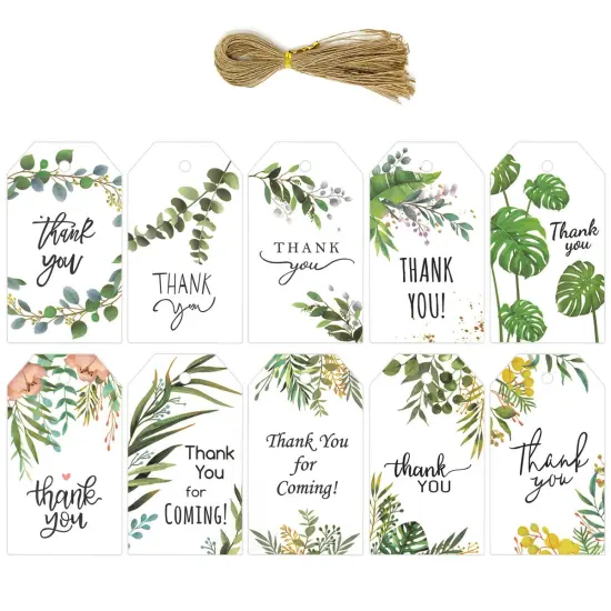 Wrapables Thank You Gift Tags/Kraft Paper Hang Tags for Weddings, Bridal Showers, Baby Showers (50pcs), Green Nature {1}
