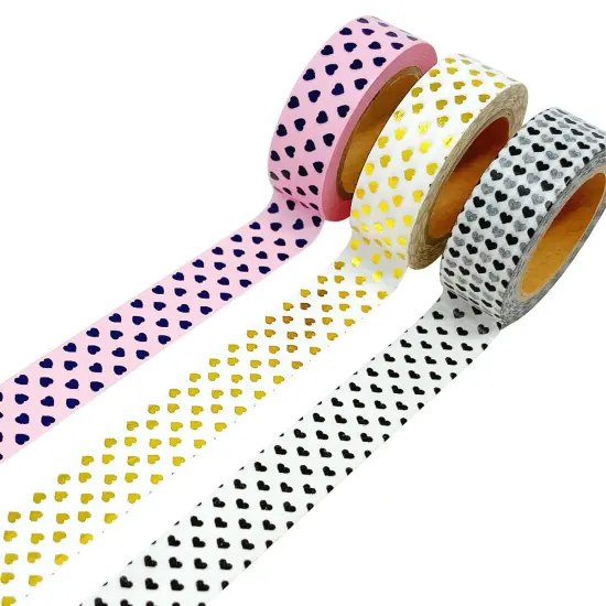 Wrapables Masking Tape Washi Tapes Valentine Hearts Washi Tape Set of 3 Set 2 {1}