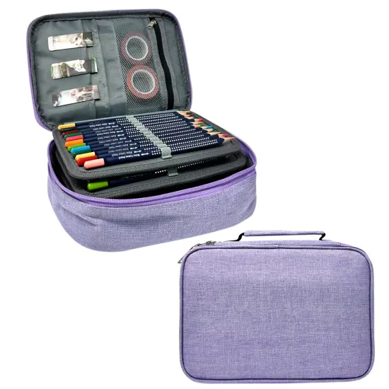 Wrapables Large Capacity 72 Slot Pencil Case for Colored Pencils, Stationery Pouch, Lavender {1}